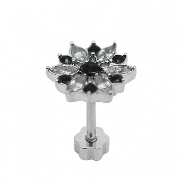 316 Stainless Steel Zirconia Flower Lip Labret Piercing Jewelry