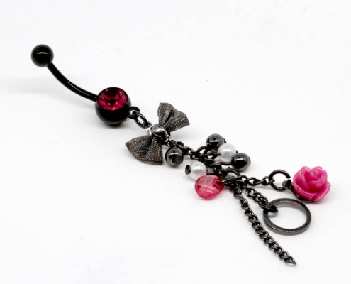 Black Dangle Belly Button Ring Body Jewelry