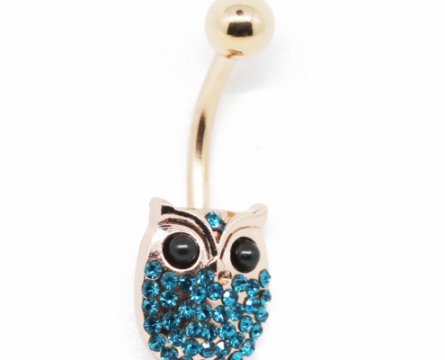 Owl Zircon Gold Belly Button Piercing Jewelry